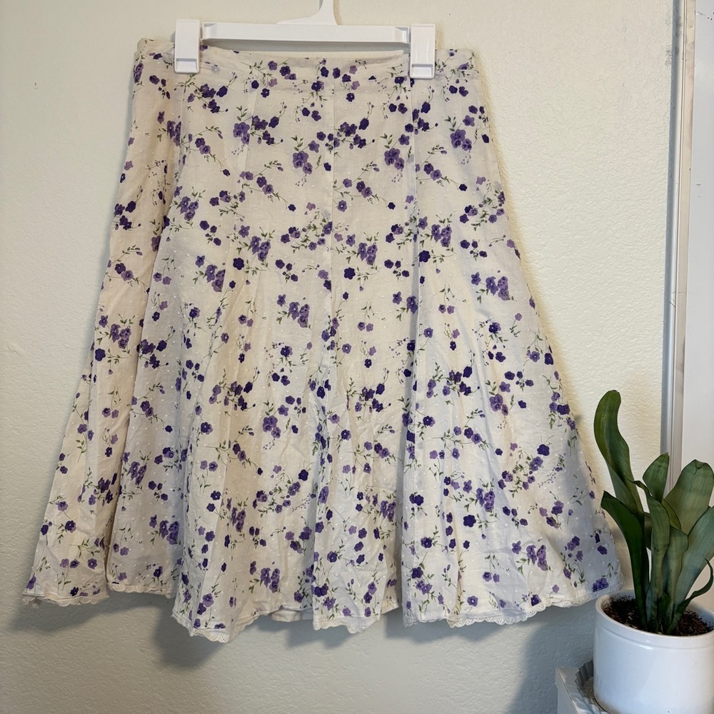 Floral Cream and Purple Skirt